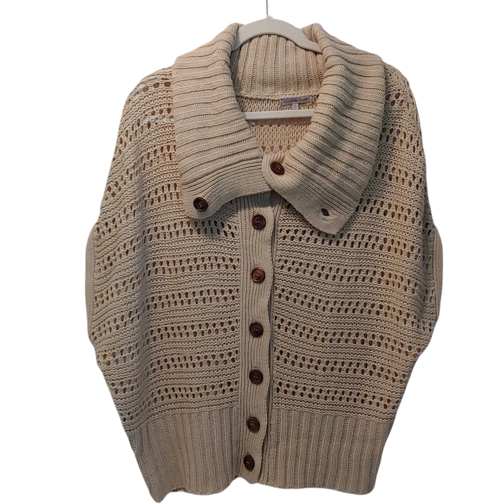 Charlotte Russe women Oversized knit button up beige cardigan sweater sz M y2k